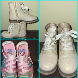 Bundle Cat & jack Toddler Girl's boots. Peppa Pig casual bump toe sneaker.